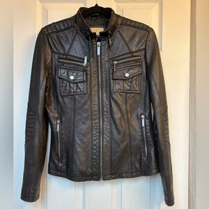 MICHAEL Michael Kors black leather moto jacket